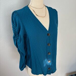 Anthropologie Teal Button-Down Shirt